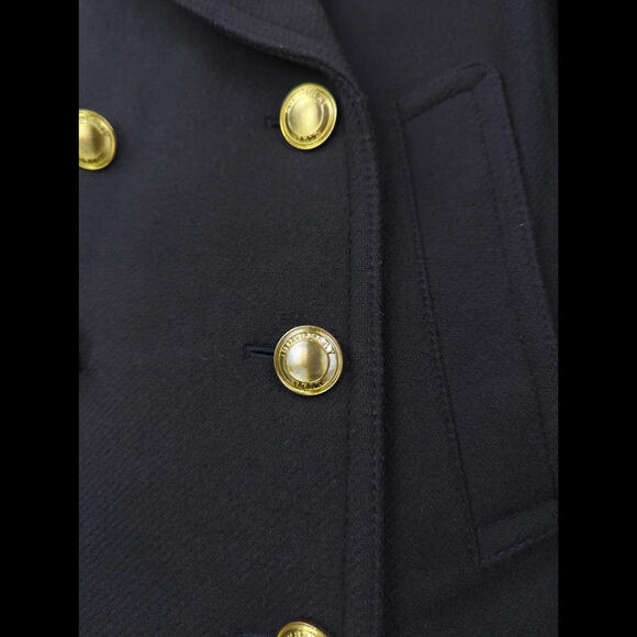 [SOLD] BURBERRY BRIT Women's Sz US 2 Navy Wool Double Breasted Peacoat Jacket - Picture 8 of 12